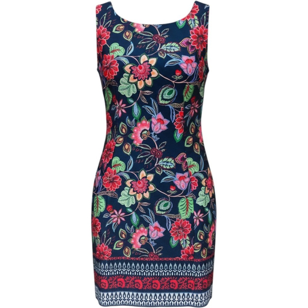 Vince Camuto Womens Navy Blue Floral Sleeveless Sheath Dress NWT Size 12